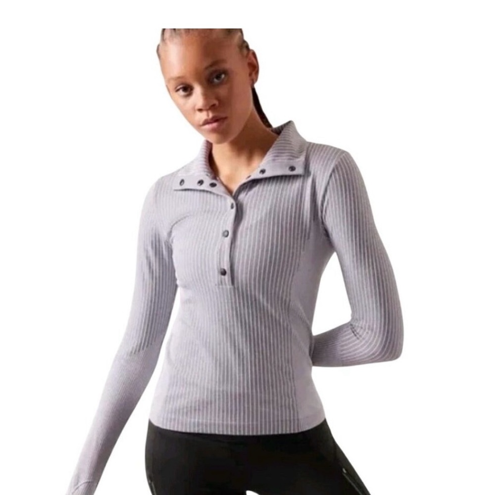 Athleta Flurry Seamless Henley Long Sleeve Top